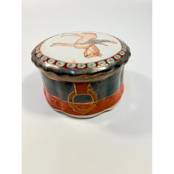 Equestrian Trinket Box Hand Painted Porcelain Jewelry Stash box Horse themed - Picture 4 of 13